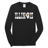 Illinois State And Illinois Flag With Pride For Illinois Tall Long Sleeve T-Shirt