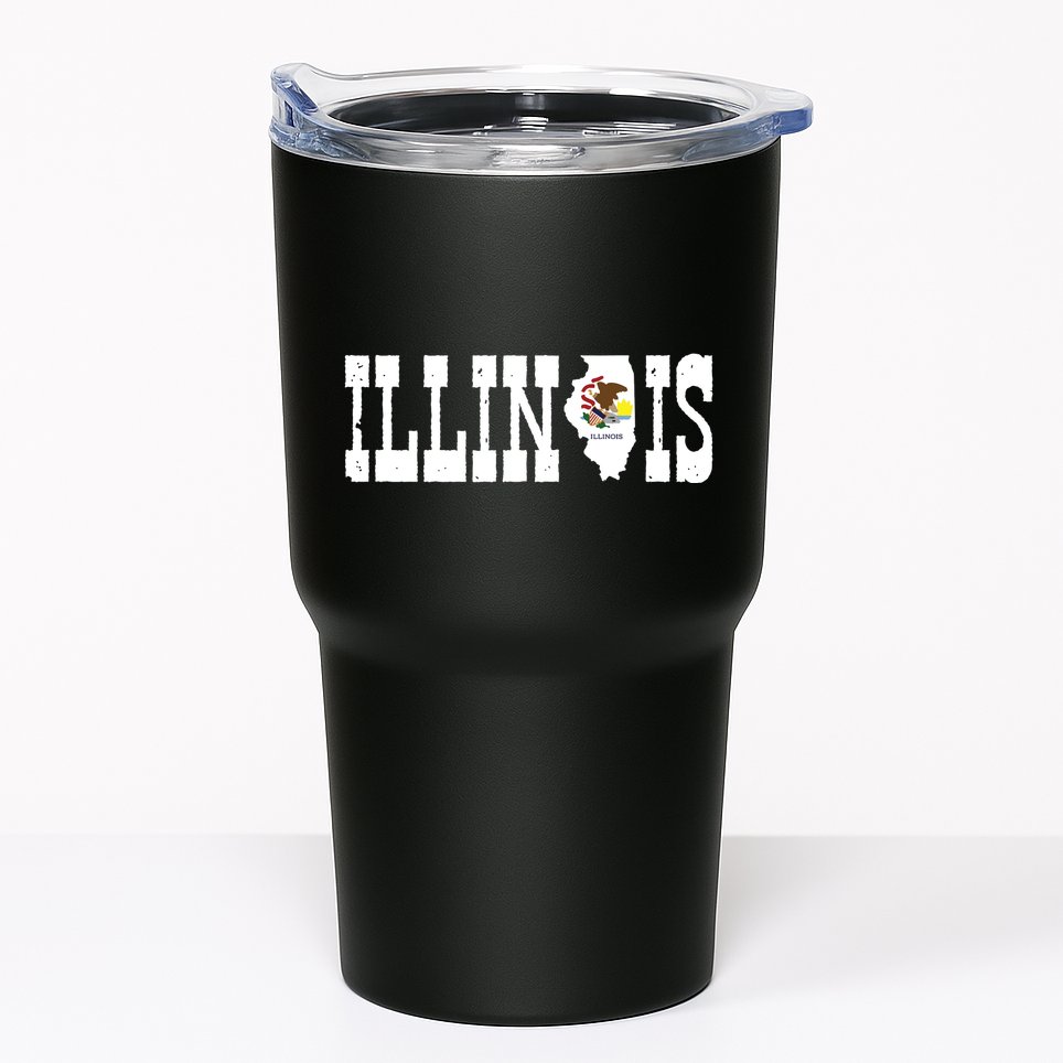 Illinois State And Illinois Flag With Pride For Illinois Tumbler