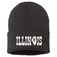 Illinois State And Illinois Flag With Pride For Illinois Sustainable Knit Beanie