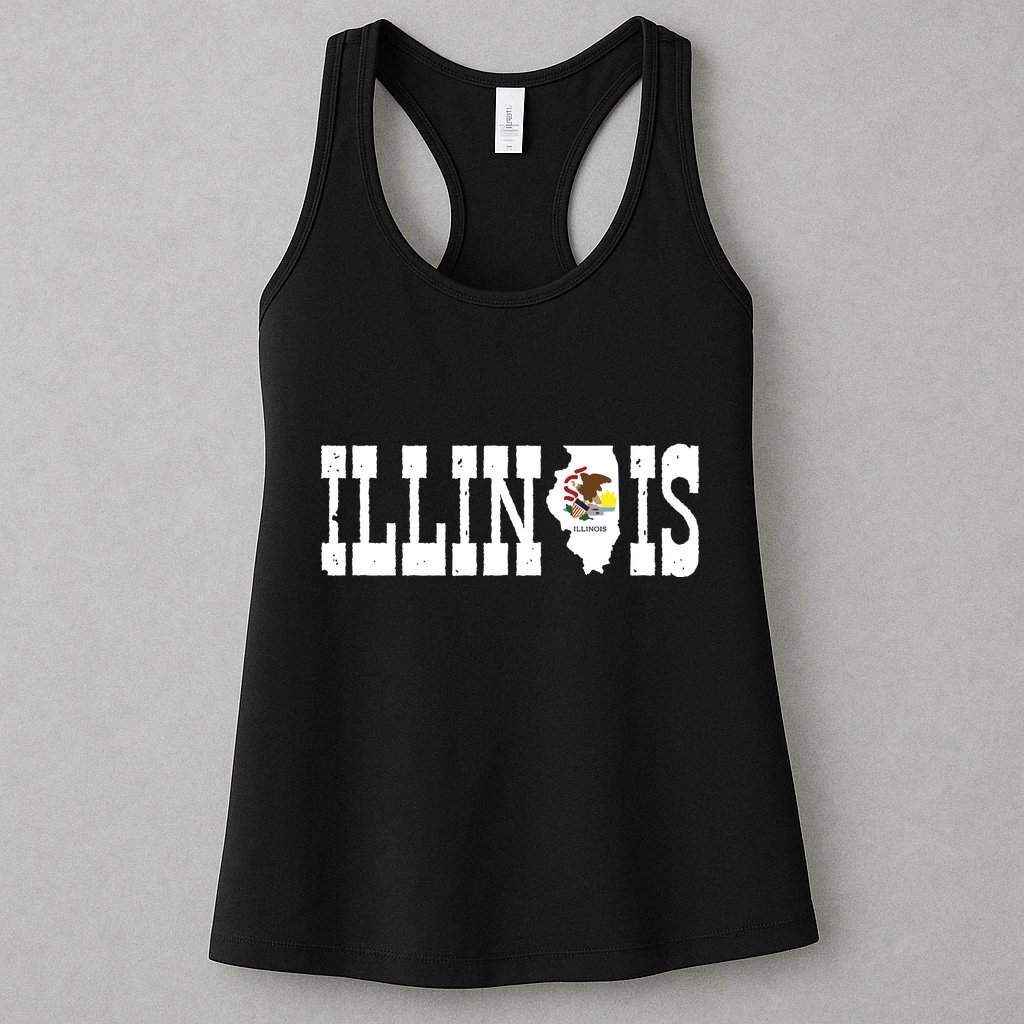 Illinois State And Illinois Flag With Pride For Illinois Womens Tank Top