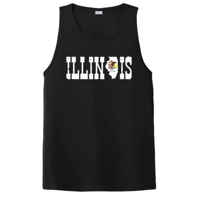 Illinois State And Illinois Flag With Pride For Illinois PosiCharge Competitor Tank