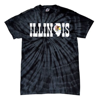 Illinois State And Illinois Flag With Pride For Illinois Tie-Dye T-Shirt