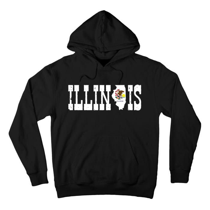 Illinois State And Illinois Flag With Pride For Illinois Tall Hoodie