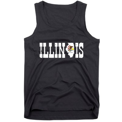 Illinois State And Illinois Flag With Pride For Illinois Tank Top