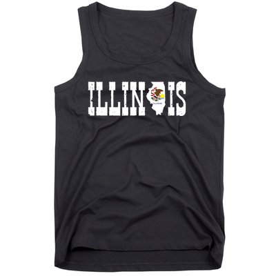 Illinois State And Illinois Flag With Pride For Illinois Tank Top