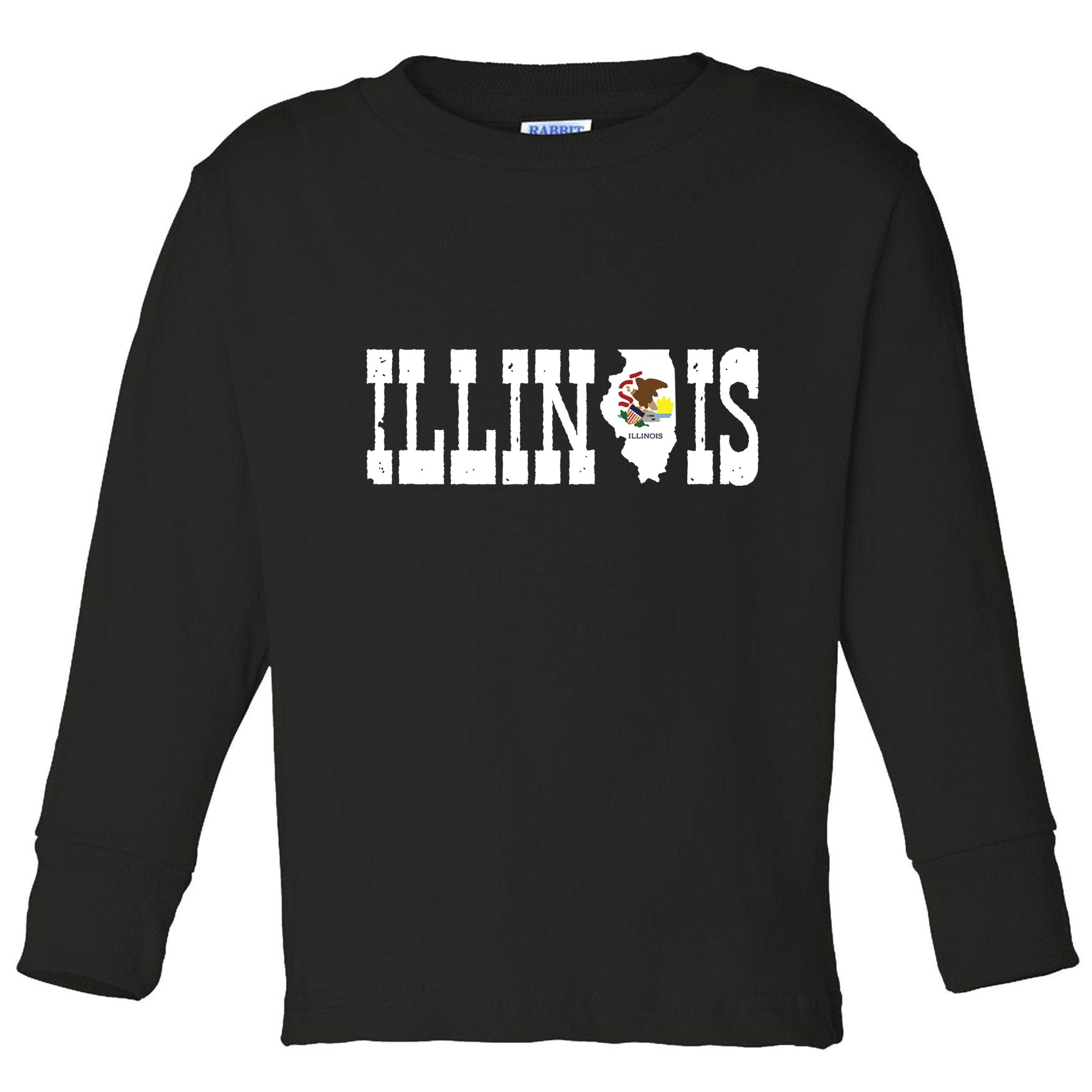 Illinois State And Illinois Flag With Pride For Illinois Toddler Long Sleeve Shirt