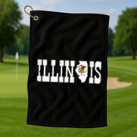 Illinois State And Illinois Flag With Pride For Illinois Golf Towel