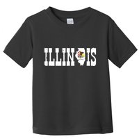 Illinois State And Illinois Flag With Pride For Illinois Toddler T-Shirt