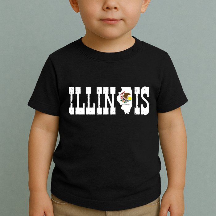 Illinois State And Illinois Flag With Pride For Illinois Toddler T-Shirt