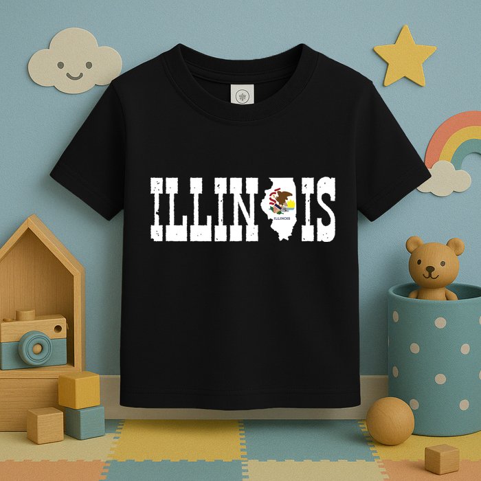 Illinois State And Illinois Flag With Pride For Illinois Toddler T-Shirt