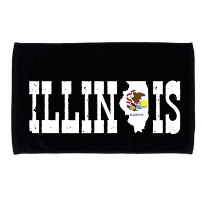 Illinois State And Illinois Flag With Pride For Illinois Microfiber Hand Towel