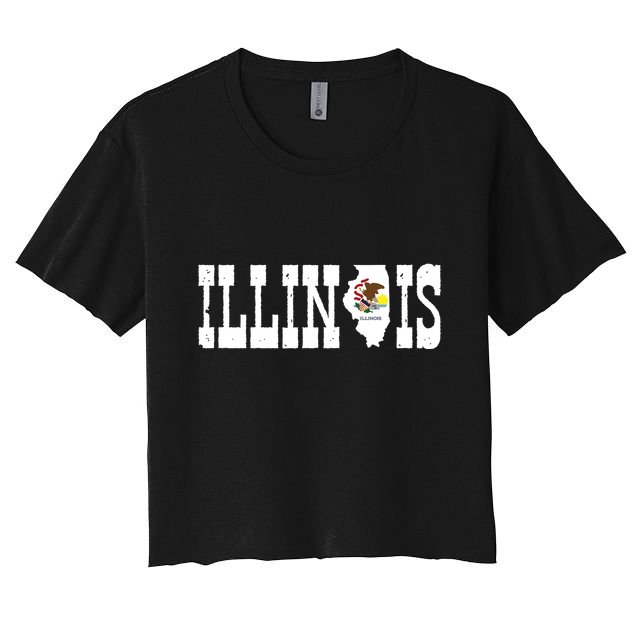 Illinois State And Illinois Flag With Pride For Illinois Crop Top