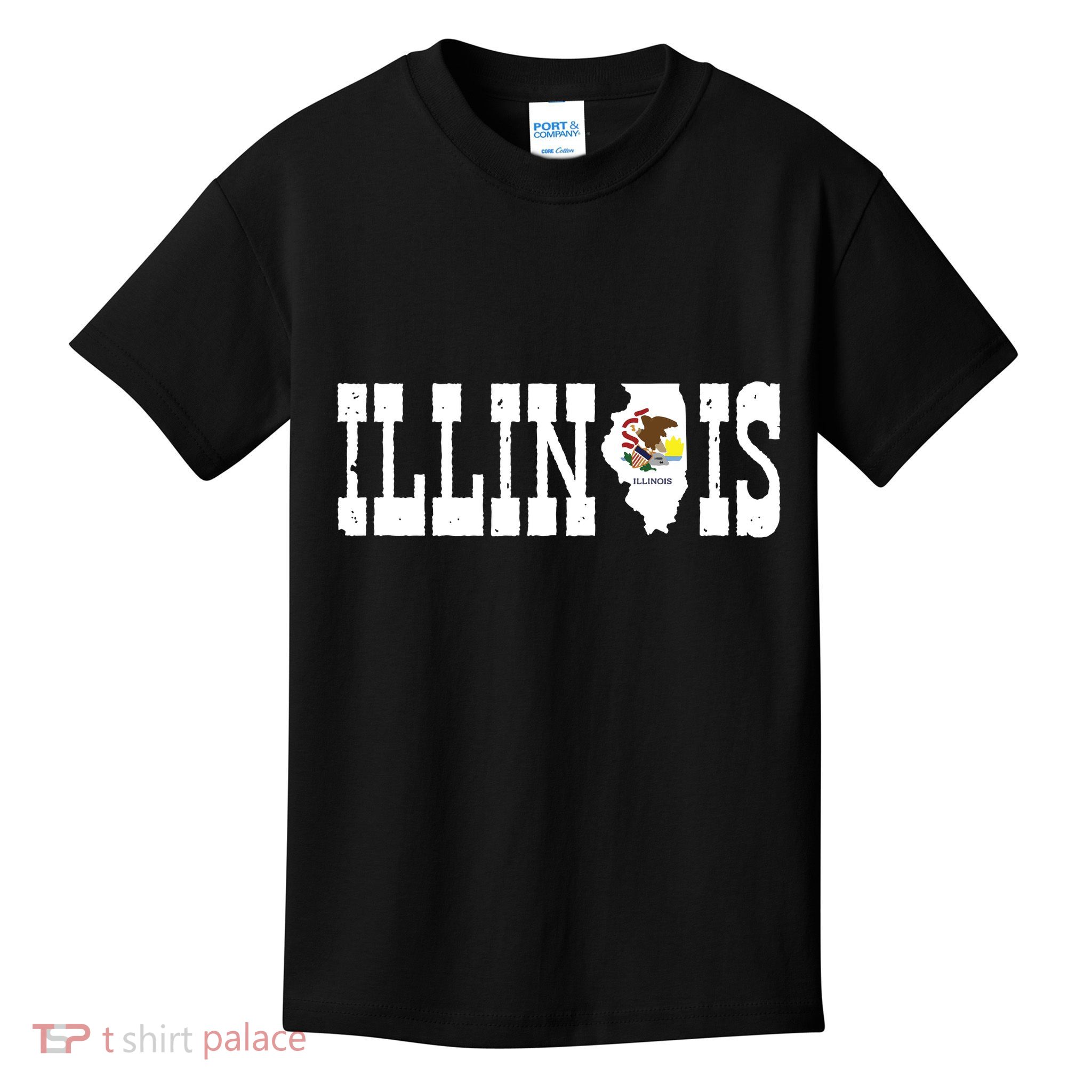 Illinois State And Illinois Flag With Pride For Illinois Kids T-Shirt