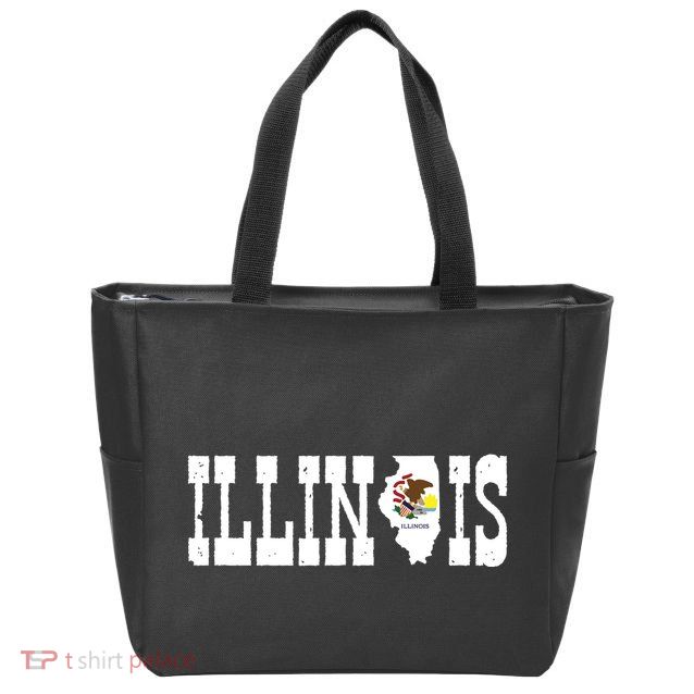 Illinois State And Illinois Flag With Pride For Illinois Zip Tote Bag