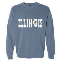 Illinois State And Illinois Flag With Pride For Illinois Garment-Dyed Sweatshirt