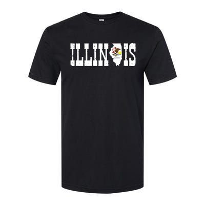 Illinois State And Illinois Flag With Pride For Illinois Softstyle CVC T-Shirt