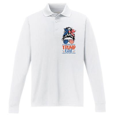 Im Still A Trump Girl I Make No Apologies Trump 2024 Tee Performance Long Sleeve Polo