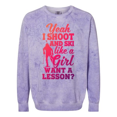 I Shoot And Ski Like Ski Shooter Skiing Biathlon Great Gift Colorblast Crewneck Sweatshirt