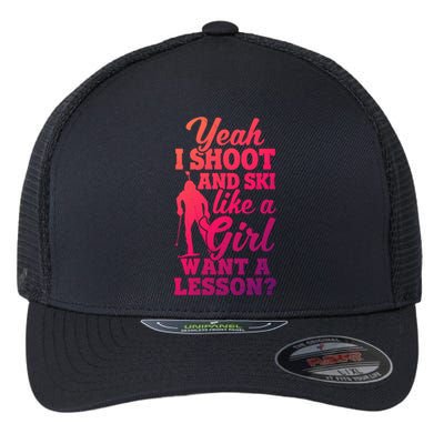 I Shoot And Ski Like Ski Shooter Skiing Biathlon Great Gift Flexfit Unipanel Trucker Cap