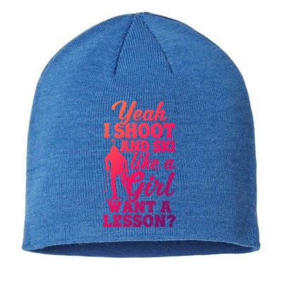 I Shoot And Ski Like Ski Shooter Skiing Biathlon Great Gift Sustainable Beanie