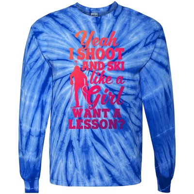 I Shoot And Ski Like Ski Shooter Skiing Biathlon Great Gift Tie-Dye Long Sleeve Shirt