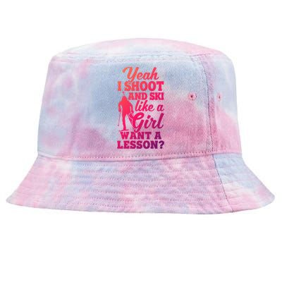 I Shoot And Ski Like Ski Shooter Skiing Biathlon Great Gift Tie-Dyed Bucket Hat