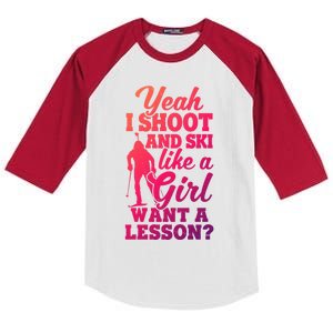 I Shoot And Ski Like Ski Shooter Skiing Biathlon Great Gift Kids Colorblock Raglan Jersey