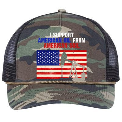 I Support American Oil From American Soil USA Retro Rope Trucker Hat Cap