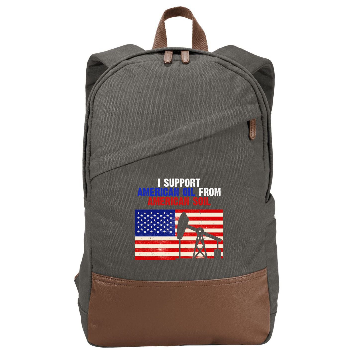 I Support American Oil From American Soil USA Cotton Canvas Backpack