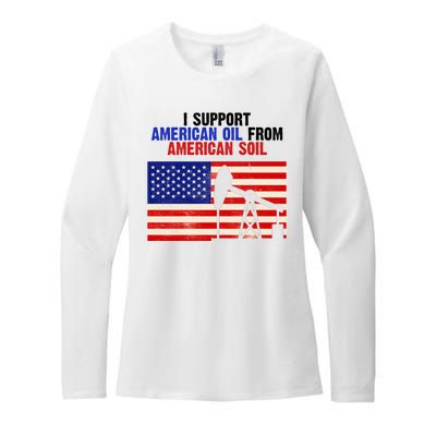 I Support American Oil From American Soil USA Womens CVC Long Sleeve Shirt