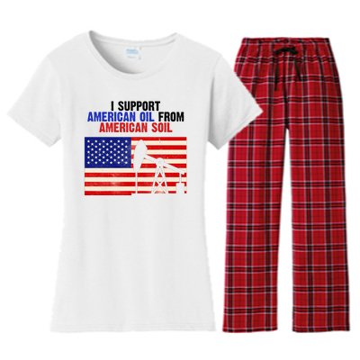 I Support American Oil From American Soil USA Women's Flannel Pajama Set