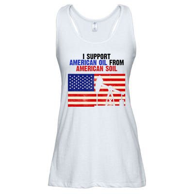 I Support American Oil From American Soil USA Ladies Essential Flowy Tank