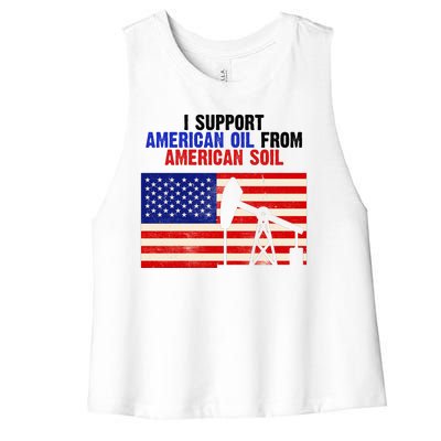 I Support American Oil From American Soil USA Women's Racerback Cropped Tank