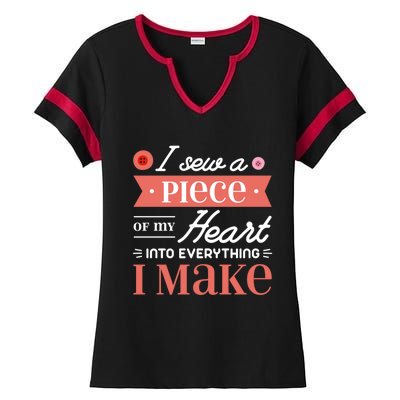 I Sew A Piece Of My Heart Into Everything I Make Quilting Cool Gift Ladies Halftime Notch Neck Tee