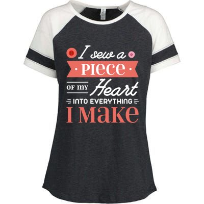 I Sew A Piece Of My Heart Into Everything I Make Quilting Cool Gift Enza Ladies Jersey Colorblock Tee