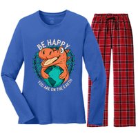 Ironic Statet About Climate Change By A Dinosaur Gift Women's Long Sleeve Flannel Pajama Set 