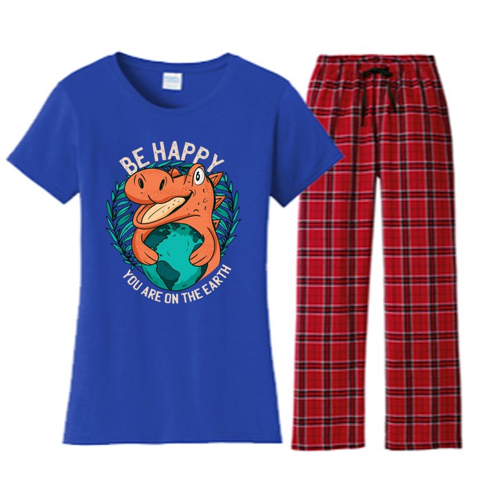 Ironic Statet About Climate Change By A Dinosaur Gift Women's Flannel Pajama Set