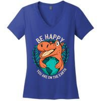 Ironic Statet About Climate Change By A Dinosaur Gift Women's V-Neck T-Shirt