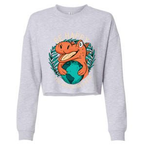 Ironic Statet About Climate Change By A Dinosaur Gift Cropped Pullover Crew