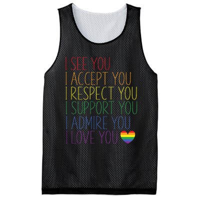 I See Accept Respect Support Admire Love You LGBTQ Mesh Reversible Basketball Jersey Tank