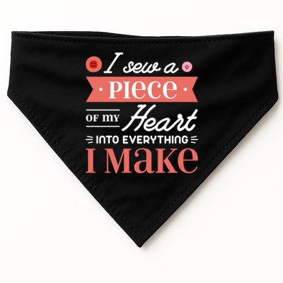 I Sew A Piece Of My Heart Into Everything I Make Quilting Gift USA-Made Doggie Bandana