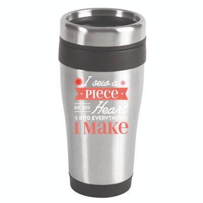 I Sew A Piece Of My Heart Into Everything I Make Quilting Gift 16oz Travel Tumbler