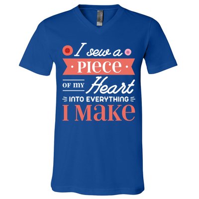 I Sew A Piece Of My Heart Into Everything I Make Quilting Gift V-Neck T-Shirt