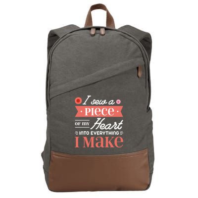 I Sew A Piece Of My Heart Into Everything I Make Quilting Gift Cotton Canvas Backpack