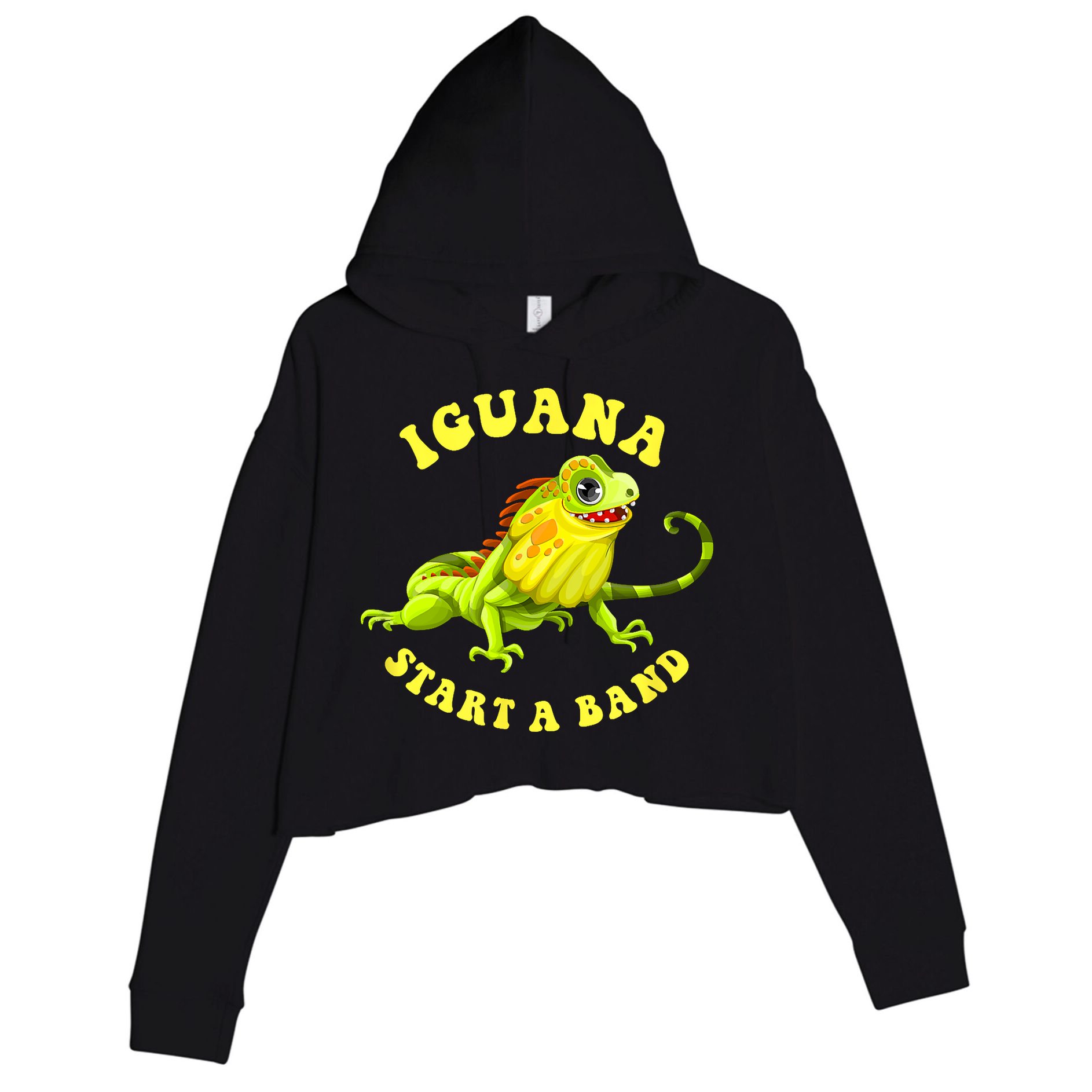 Iguana Start A Band Play On Words Pun Crop Fleece Hoodie