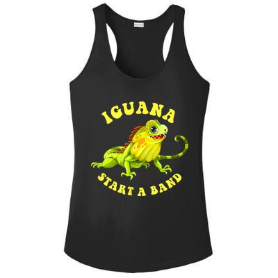 Iguana Start A Band Play On Words Pun Ladies PosiCharge Competitor Racerback Tank