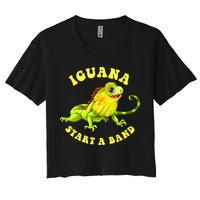 Iguana Start A Band Play On Words Pun Women's Crop Top Tee