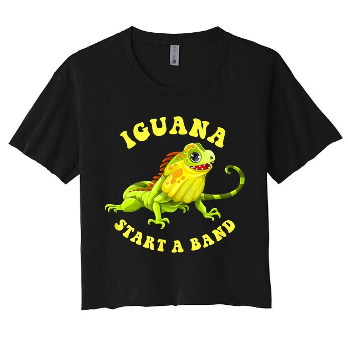 Iguana Start A Band Play On Words Pun Women's Crop Top Tee