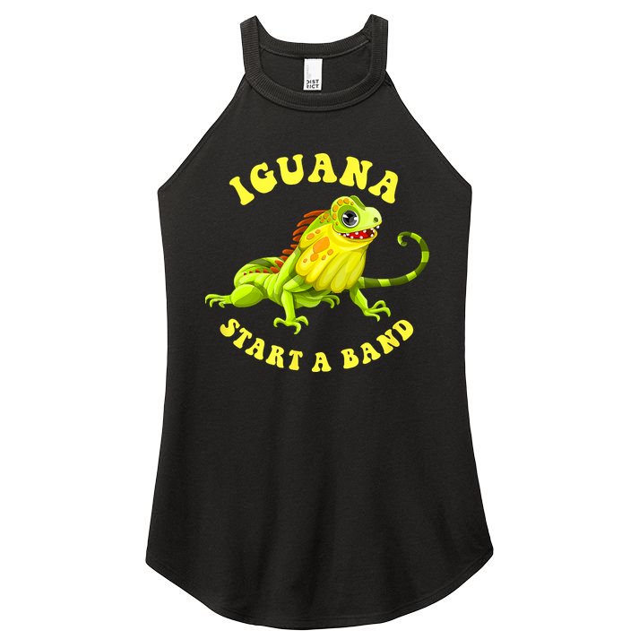 Iguana Start A Band Play On Words Pun Women's Perfect Tri Rocker Tank