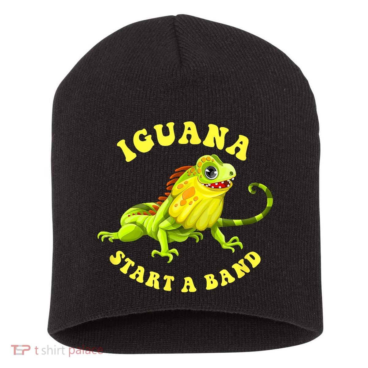 Iguana Start A Band Play On Words Pun Short Acrylic Beanie